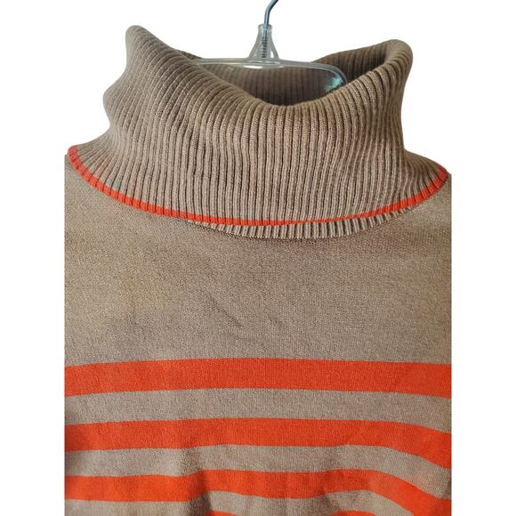 Tahari Camel/Brown and Red/Orange Turtleneck Ribbed Sweater, NWT - Picture 2 of 6
